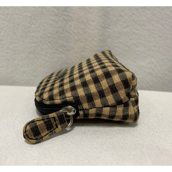 Longaberger Mini Zip Keychain Pouch Khaki/Tan Black Gingham - Picture 5 of 10